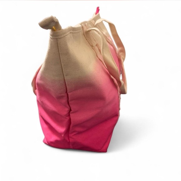 Pink Ombre Canvas Tote with Frayed Strip Detail Victoria Secret - Picture 5 of 5